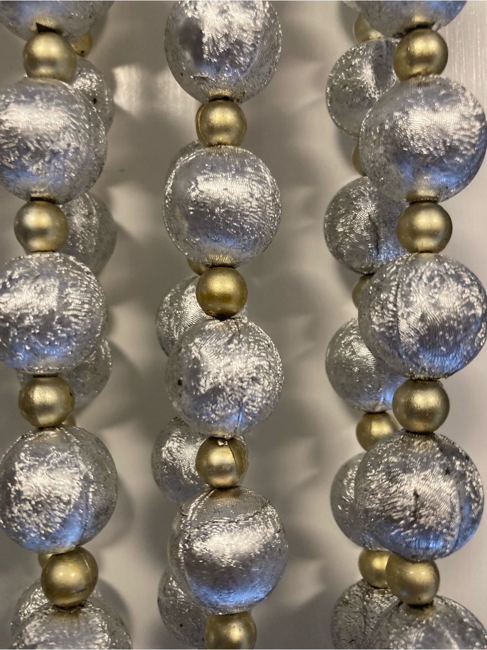 NWT Santa’s Best Vintage Silver and Gold Bead Garland - 9 feet long